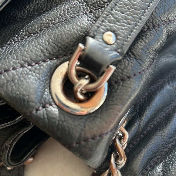 Rebecca Minkoff Black Quilted Pebbled Leather Edie Crossbody Shoulder Bag - Picture 8 of 16